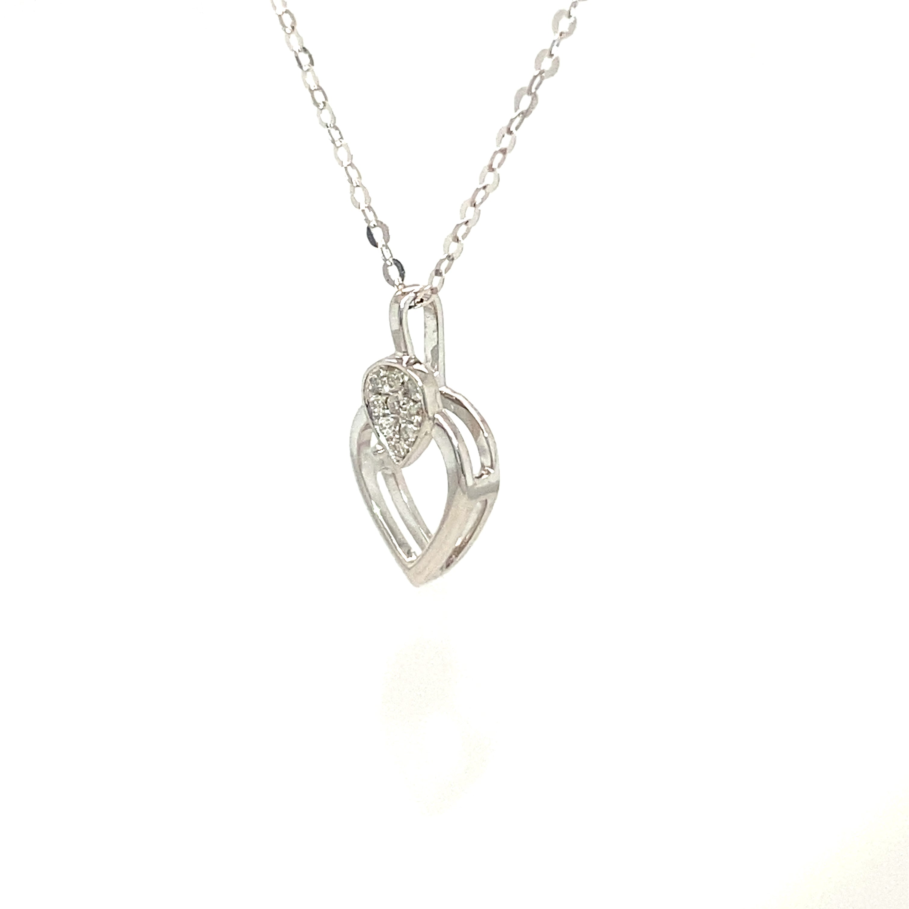 18K White Gold Double Waterdrop Diamond Necklace