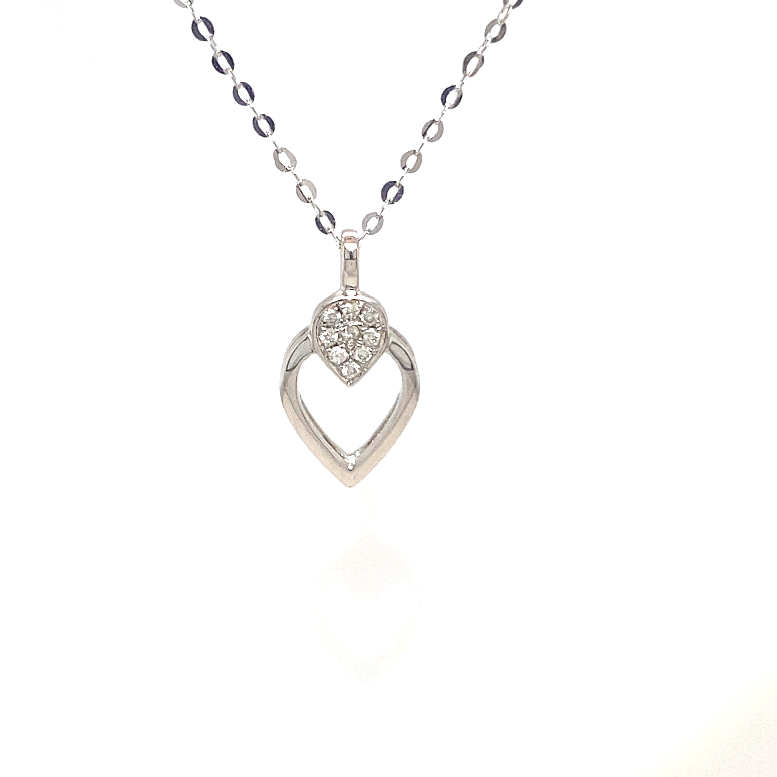 18K White Gold Double Waterdrop Diamond Necklace