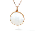 18K Rose Gold Gemini Zodiac Mother Of Pearl Diamond Necklace