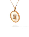 18K Rose Gold Gemini Zodiac Mother Of Pearl Diamond Necklace