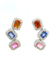 18K White Gold Fancy Sapphire Diamond Earring