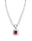 18K White Gold Ruby Diamond Necklace
