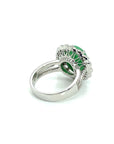 18K White Gold Jade Egg Flower Frame Diamond Ring