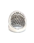 18K White Gold Bubble Curve Side Lotus Cluster Diamond Ring