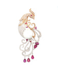18K White Gold Pearl & Ruby Diamond Pendant