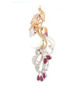 18K White Gold Pearl & Ruby Diamond Pendant