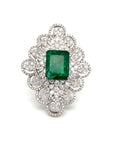 18K White Gold Emerald Diamond Ring
