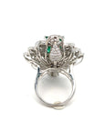 18K White Gold Emerald Diamond Ring