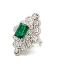 18K White Gold Emerald Diamond Ring