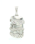 18K White Gold Dragon Hugging Tower DIamond Pendant
