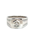18K White Gold Diamond Men's Ring