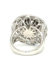 18K White Gold Ever Round Triple Halo Lotus Setting Diamond Ring