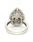 18K White Gold All Halo Pear Pave Setting Flat Diamond Ring