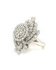 18K White Gold Ever Leave Lotus Cluster Top Diamond Ring