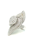 18K White Gold Leaves Ivy Lotus Cluster Top Diamond Ring