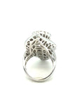 18K White Gold Leaves Ivy Lotus Cluster Top Diamond Ring