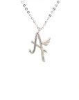 18K White Gold Stylish Wings Alphabet A Full Diamond Necklace