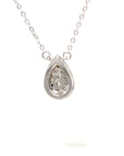 18K White Gold Double Pear Halo Full Diamond Necklace