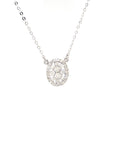 18K White Gold Oval Composite Diamond Necklace