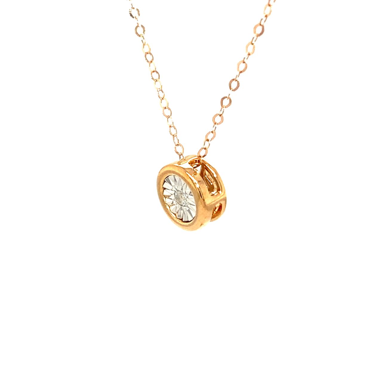 18K Rose Gold Circle Aquarius Diamond Necklace