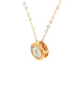 18K Rose Gold Circle Aquarius Diamond Necklace