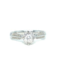 18K White Gold Plain Pave Blade Small Illusion Top Diamond Ring