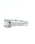 18K White Gold Cushion Top Set Bubble Band Diamond Ring
