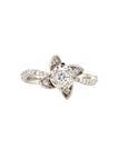 18K White Gold Swirl Flower Four Leaves Illusion Diamond Ring