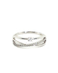 18K White Gold  Mini Studs Illusion Diamond Ring