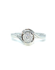 18K White Gold Cushion Illusion Single Pave Side Diamond Ring