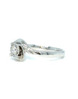 18K White Gold Cushion Illusion Single Pave Side Diamond Ring