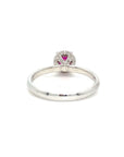 18K White Gold Round Ruby Halo Diamond High Diamond Ring