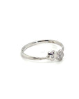 18K White Gold Double Mini Flower  Diamond Ring
