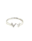 18K White Gold Double V  Diamond Ring