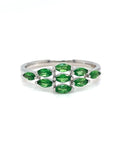 18K White Gold  Green Sapphire Tsava Diamond  Ring