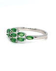 18K White Gold  Green Sapphire Tsava Diamond  Ring