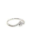 18K White Gold V Shape Trinity Diamond Ring