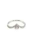 18K White Gold V Shape Trinity Diamond Ring