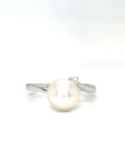18K White Gold Open Wrap Pearl Diamond Ring