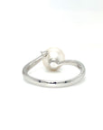18K White Gold Open Wrap Pearl Diamond Ring