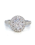 18K White Gold Bubble Top Lotus Cluster Diamond Ring