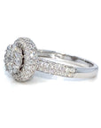 18K White Gold Bubble Top Lotus Cluster Diamond Ring