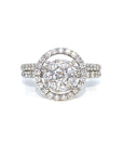 18K White Gold Halo Removable Jacket Lotus Cluster Diamond Ring