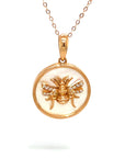 18K Rose Gold Royal Bee Mother of Pearl Diamond Necklace