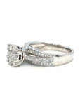 18K White Gold Bridge Triple Layer Full Pave Lotus Cluster Diamond Ring