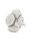 18K White Gold Three D Lotus Pop Up Duo Use Diamond Ring