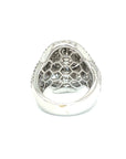 18K White Gold Many Layer Top Round Lotus Rop Cluster Diamond Ring