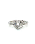18K White Gold Heart Shaped Diamond Mounting Ring