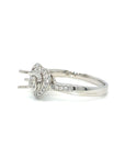 18K White Gold Heart Shaped Diamond Mounting Ring