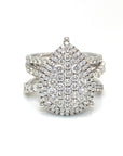 18K White Gold Mega Flat Pave Pear High Cathedral Luxe Diamond Ring